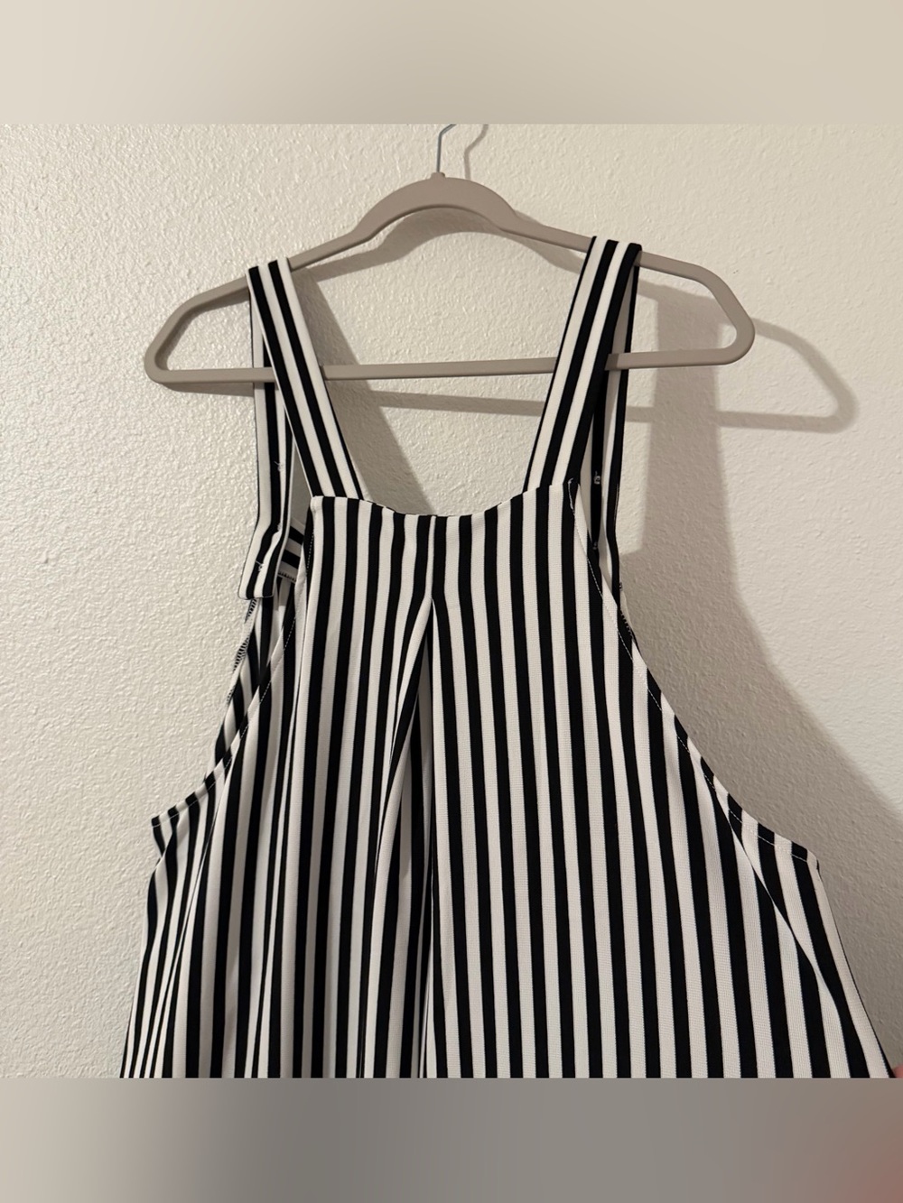 Halara Striped Wide Leg Overalls Women XL Tall Black White Bib Jumpsuit Flow NWT - Picture 9 of 12